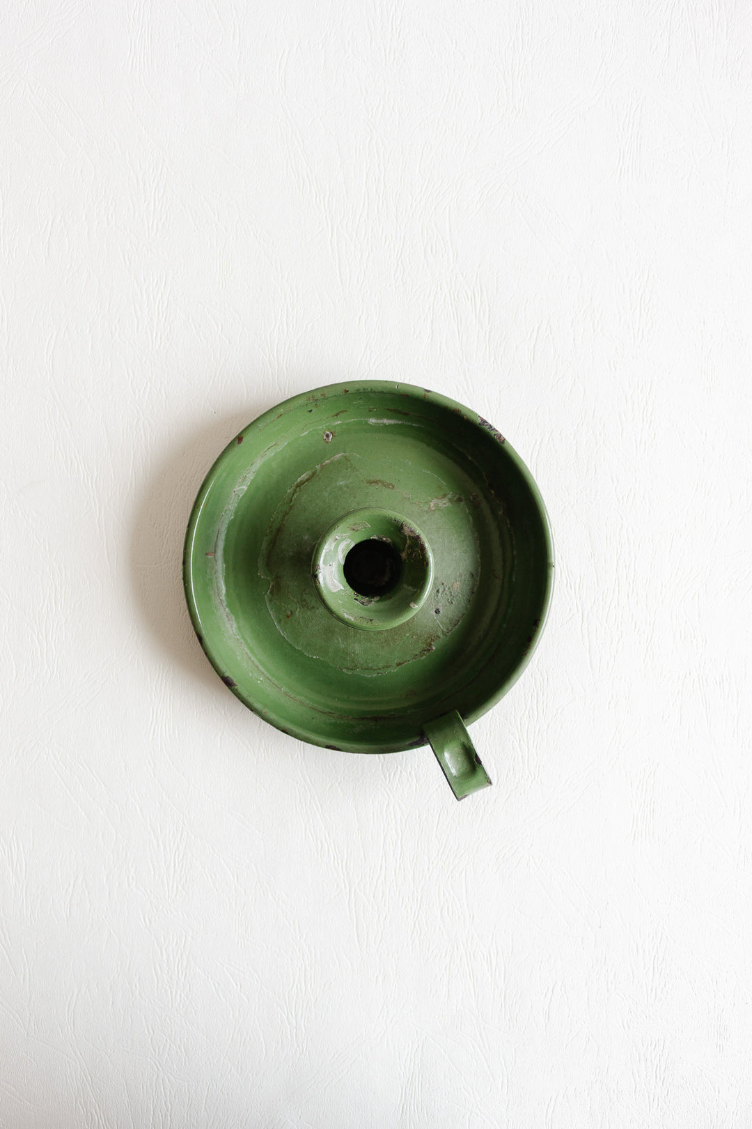 antique french green tin chamberstick