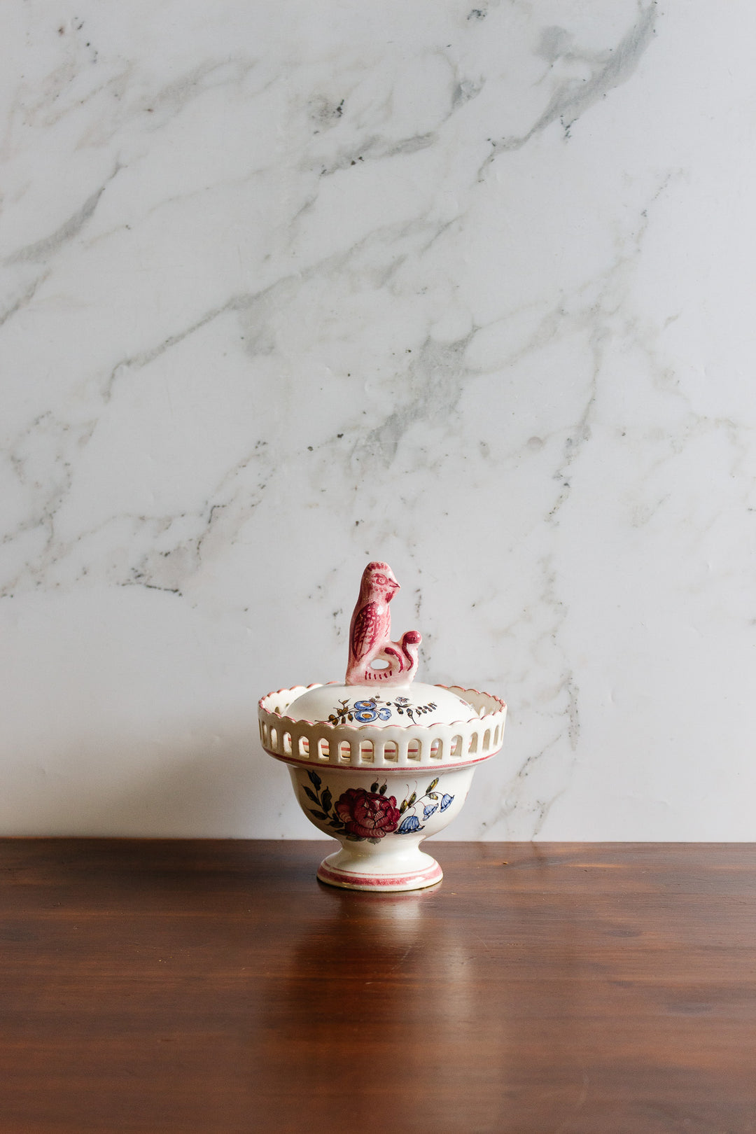 vintage french "boîte bonbonnière" with bird finial