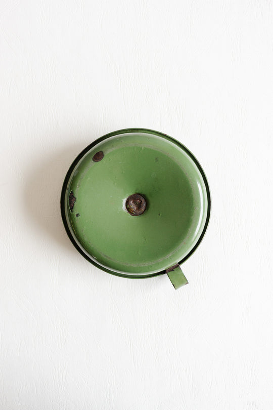 antique french green tin chamberstick