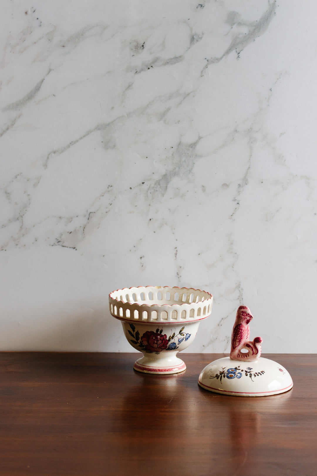 vintage french "boîte bonbonnière" with bird finial