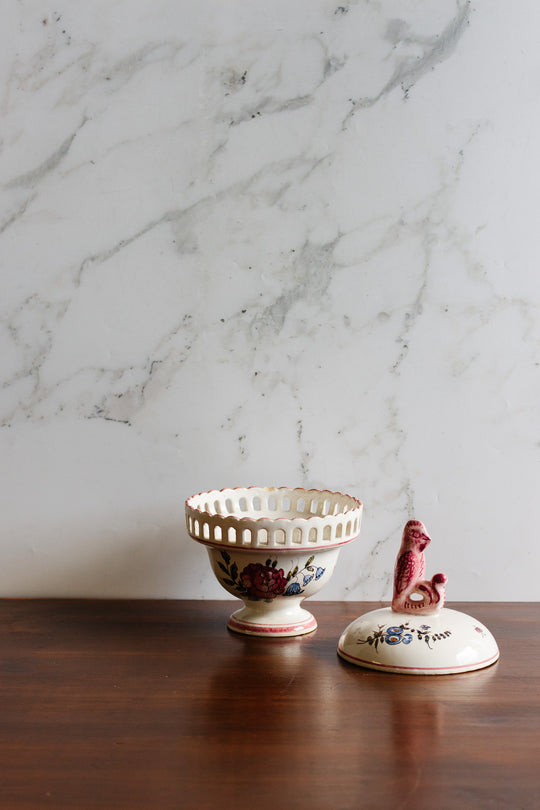 vintage french "boîte bonbonnière" with bird finial