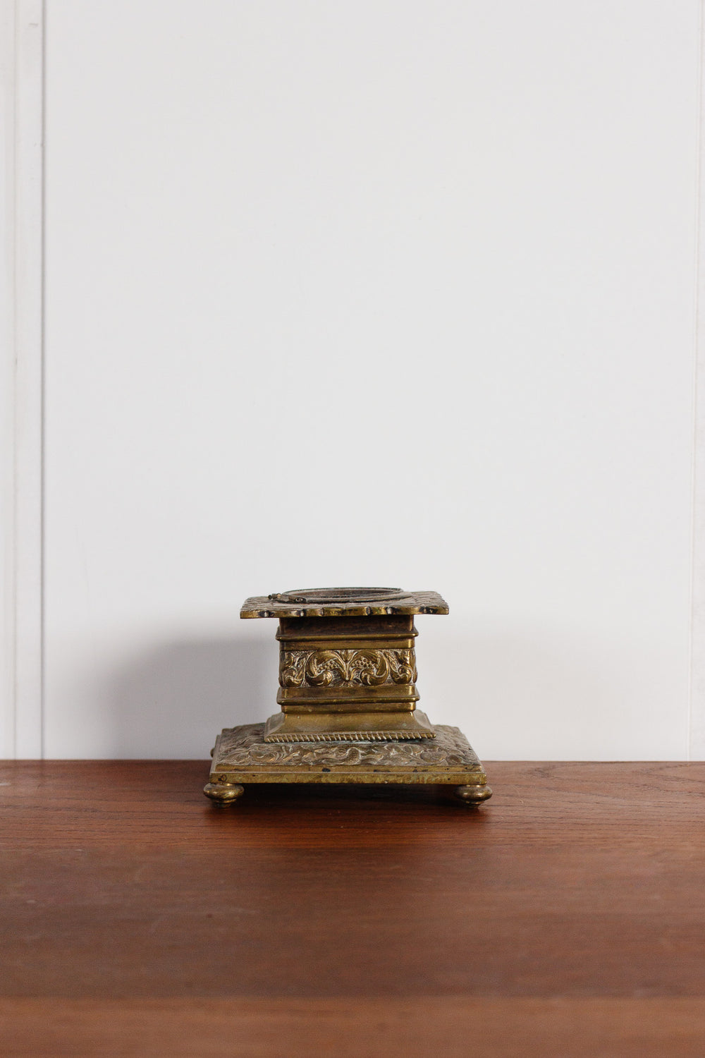 antique french ornate brass inkwell