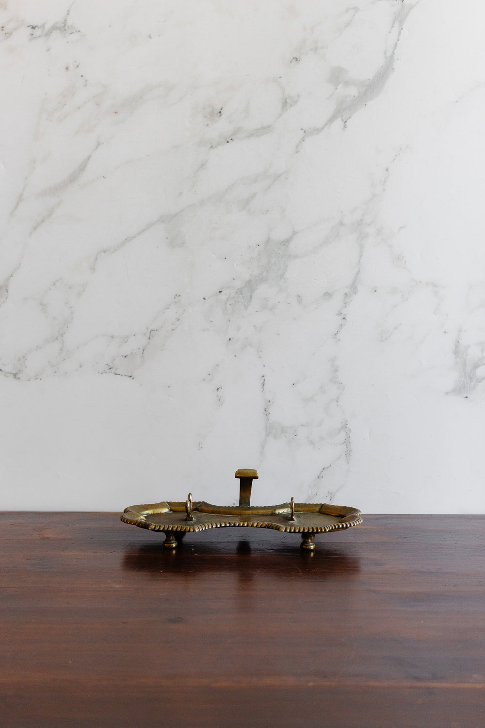 rare 18th century french cast brass snuffer with tray