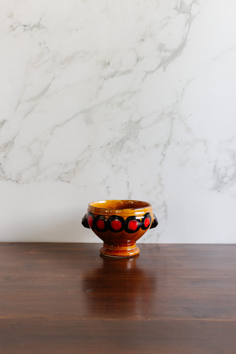 pair of vintage french poët-laval footed bowls