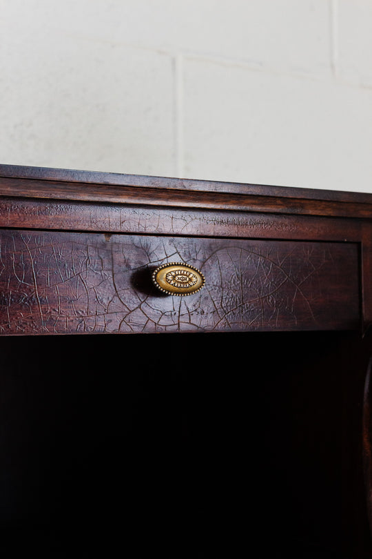 antique french wood bedside table with original hardware