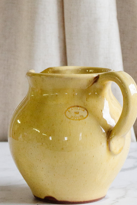 vintage french l'atelier du potier yellow pitcher