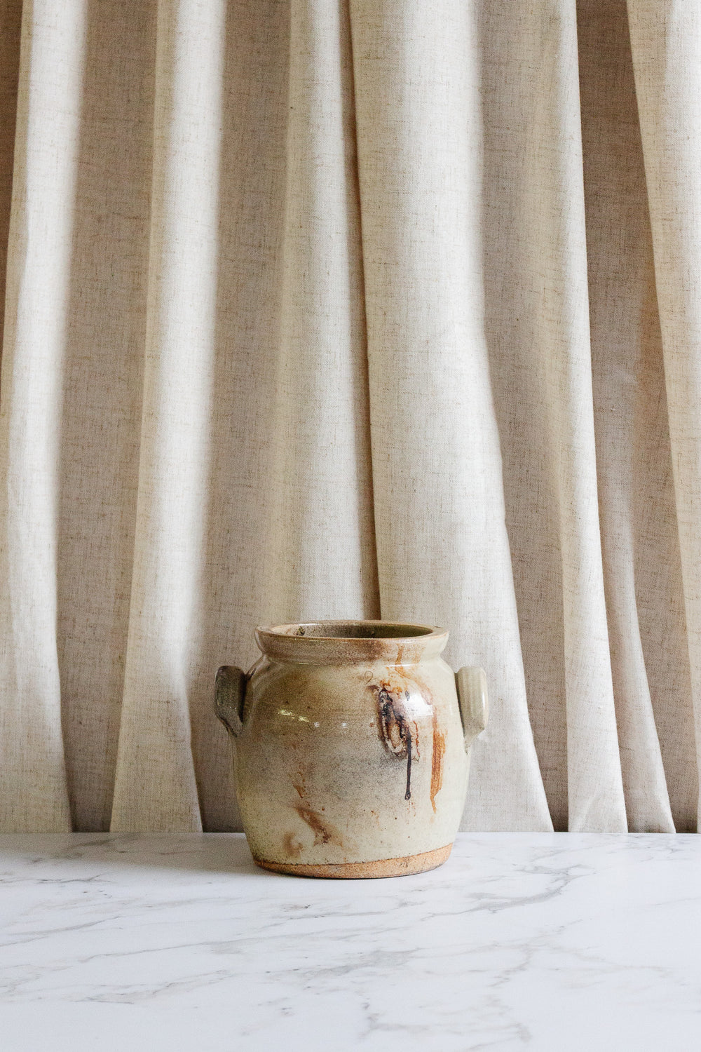 antique french confit pot with handles