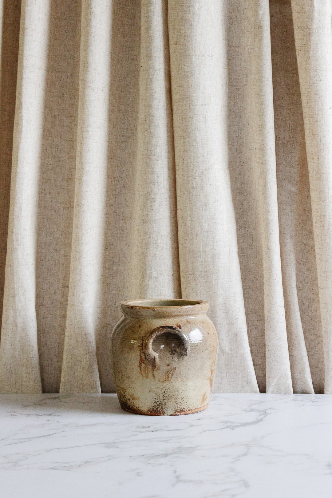 antique french confit pot with handles