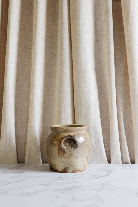 antique french confit pot with handles