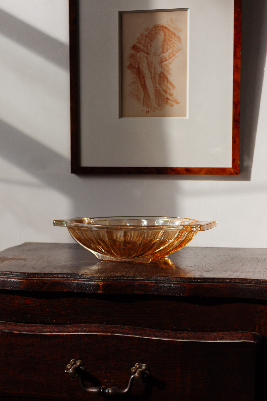 pink glass art deco bowl
