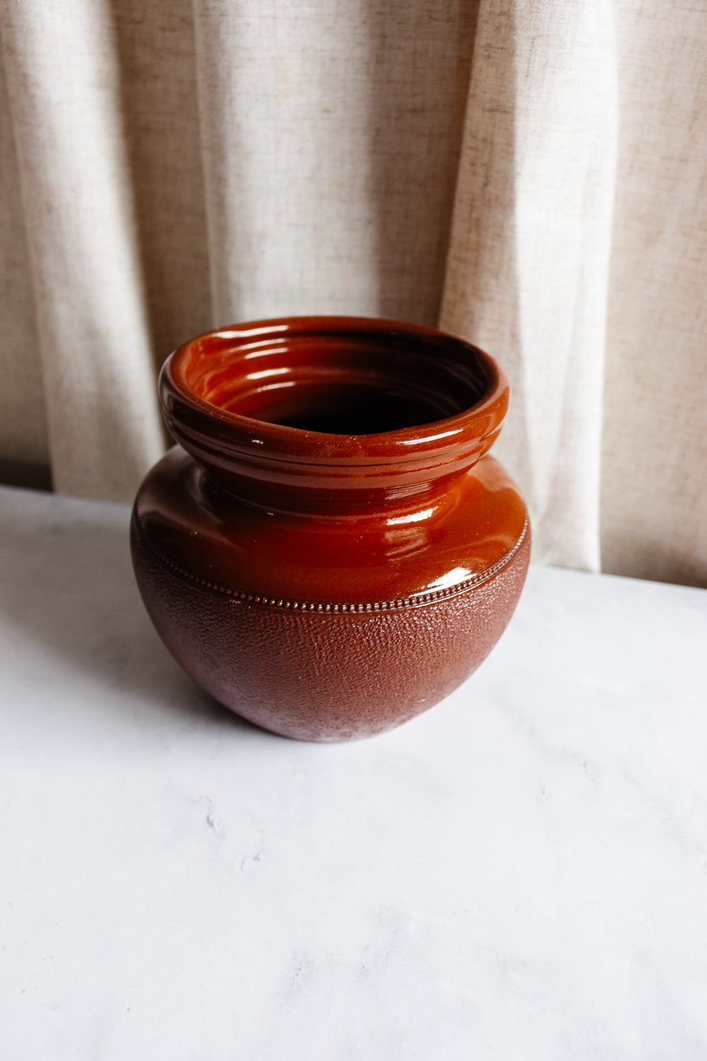 vintage English textured stoneware vase