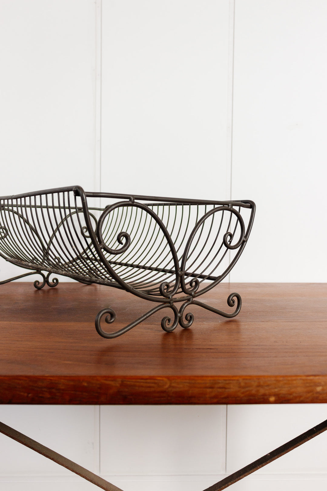 antique french metal scroll drying rack