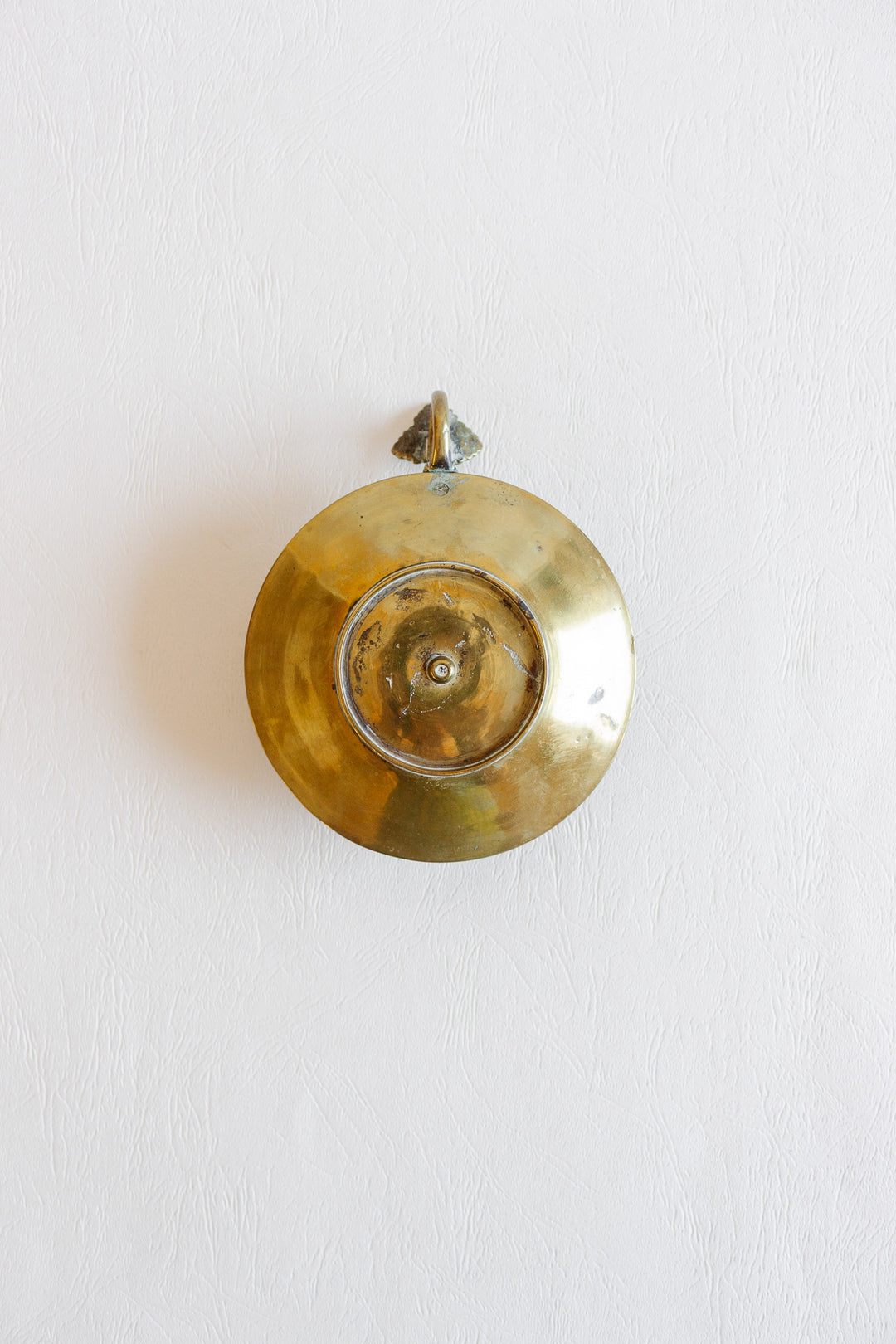 antique french brass chamberstick with leaf shaped handle
