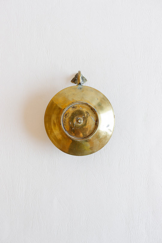 antique french brass chamberstick with leaf shaped handle