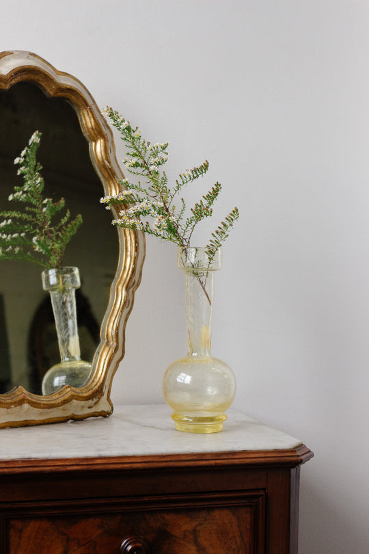 vintage french hand blown yellow glass soliflore vase