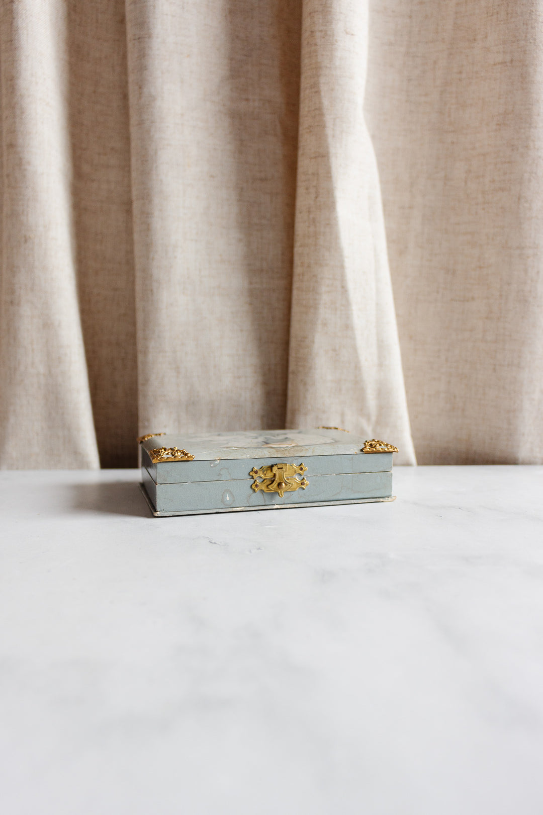antique french ivory sewing kit in mirrored box