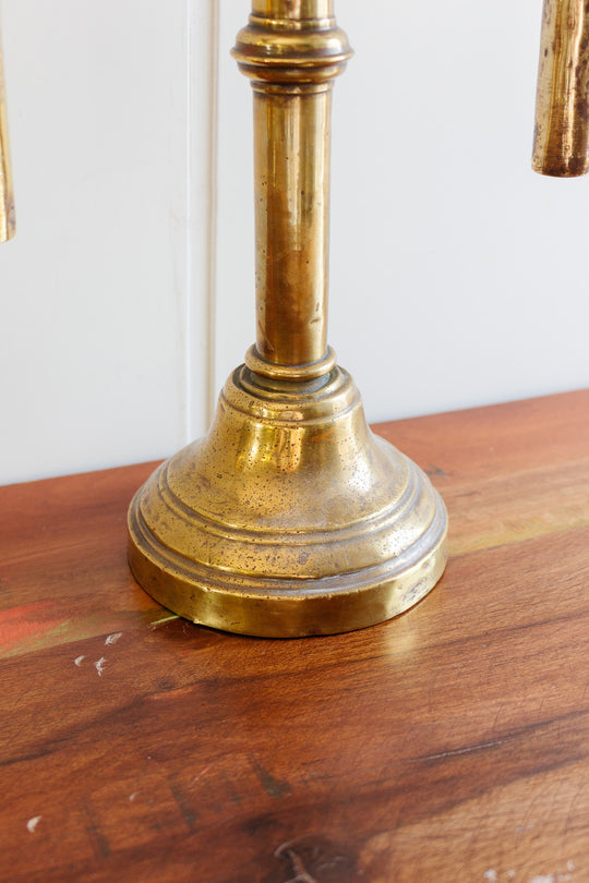 19th century brass gothic altar candelabras