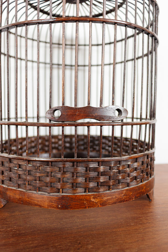 antique french chinoiserie bird cage with porcelain top