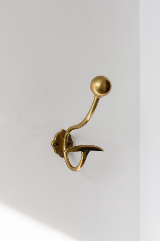 antique french solid brass hat hook