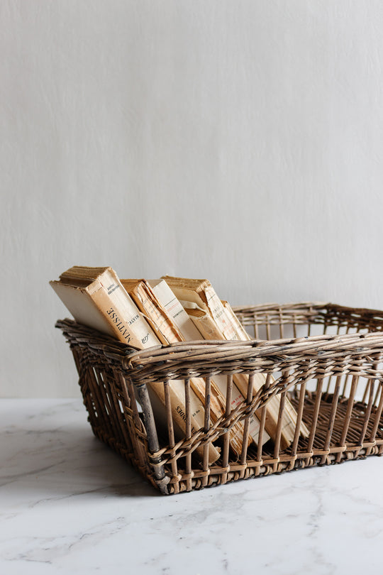 antique french handmade spindle panier