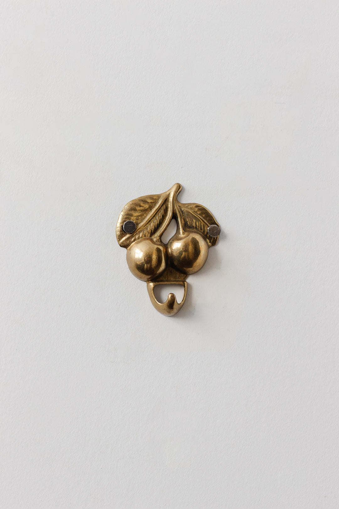 vintage french pair of brass "cérise" wall hooks