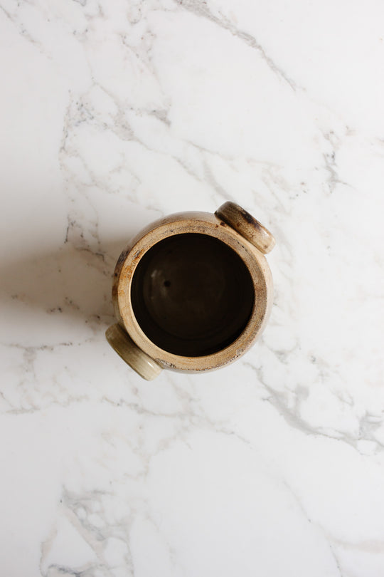 antique french confit pot with handles