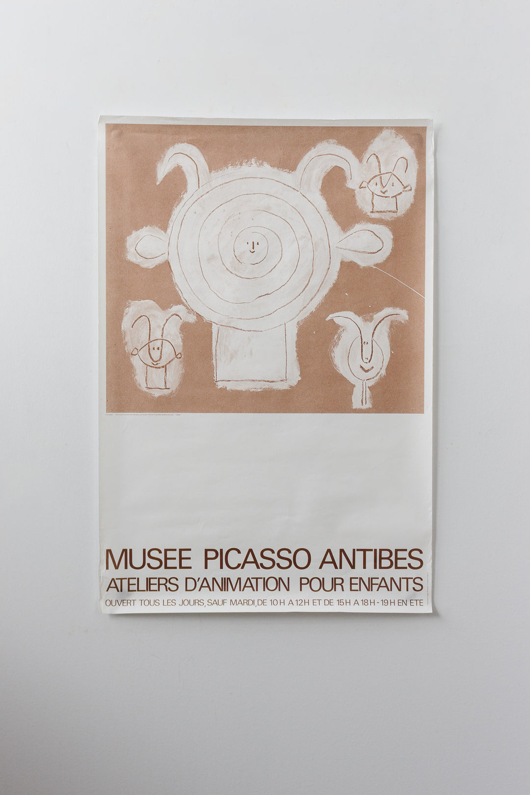 original musée picasso antibes vintage exhibition poster "atelier d'animation pour enfants"