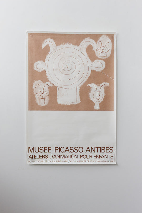 original musée picasso antibes vintage exhibition poster "atelier d'animation pour enfants"