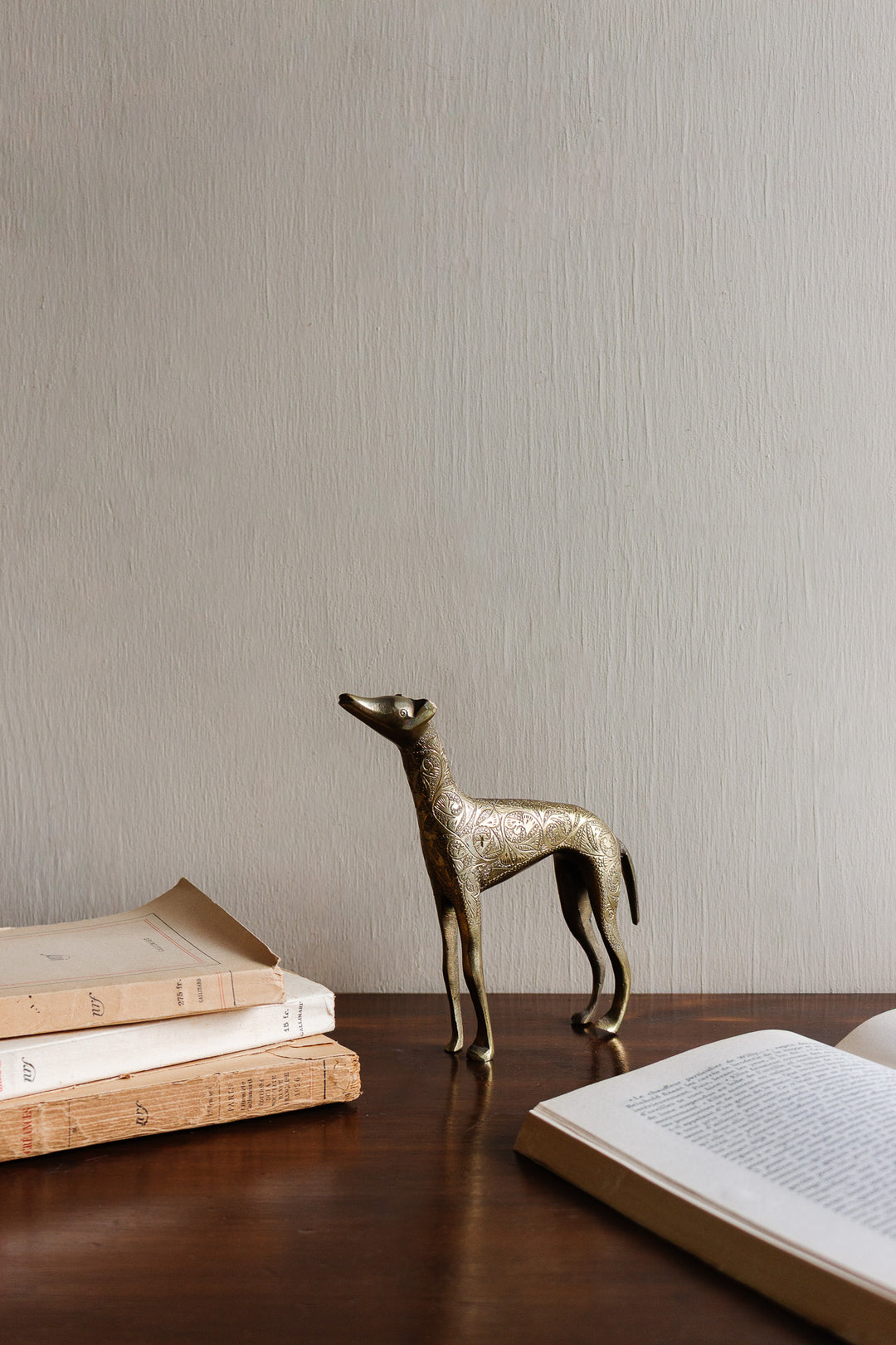vintage french embossed brass greyhound