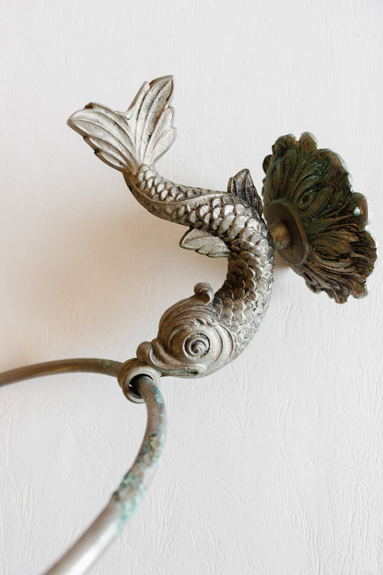 vintage brass koi fish towel ring