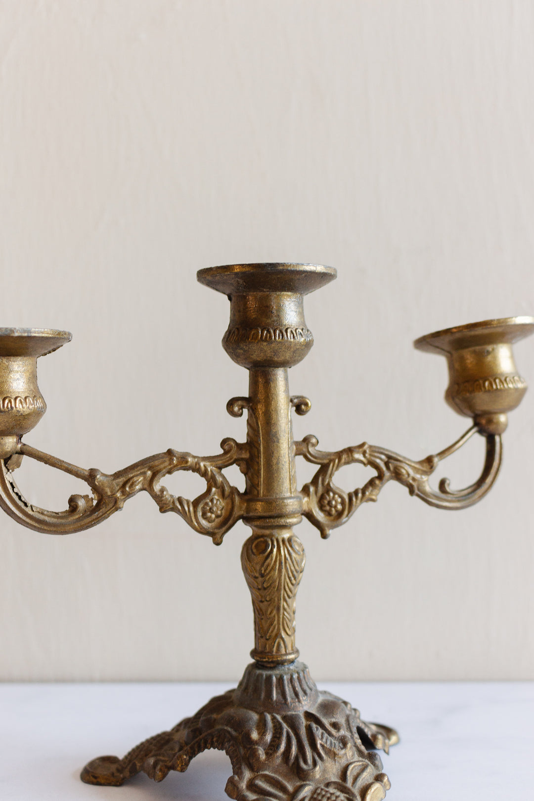 vintage french petite gilt ormolu candleabra