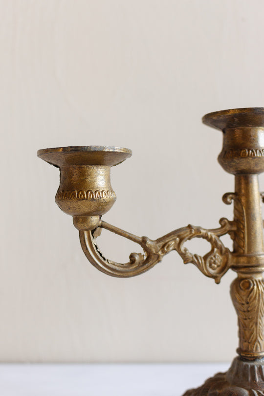 vintage french petite gilt ormolu candleabra