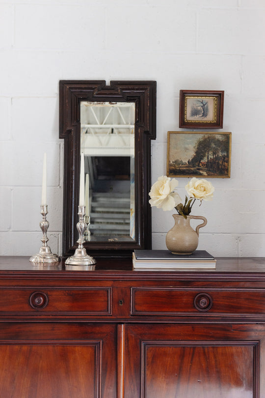 art deco french carved wood geometric mirror