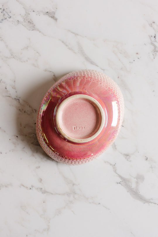 midcentury Italian pink glass bowl attributed to alfredo barbini for murano