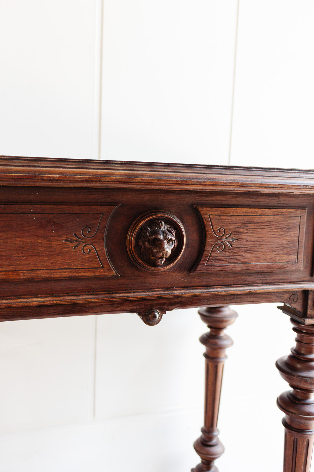 antique french walnut lion head box table
