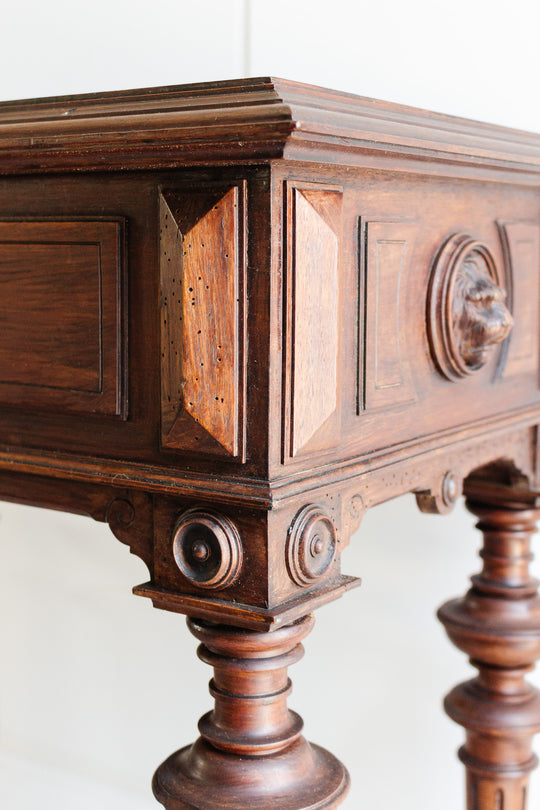antique french walnut lion head box table