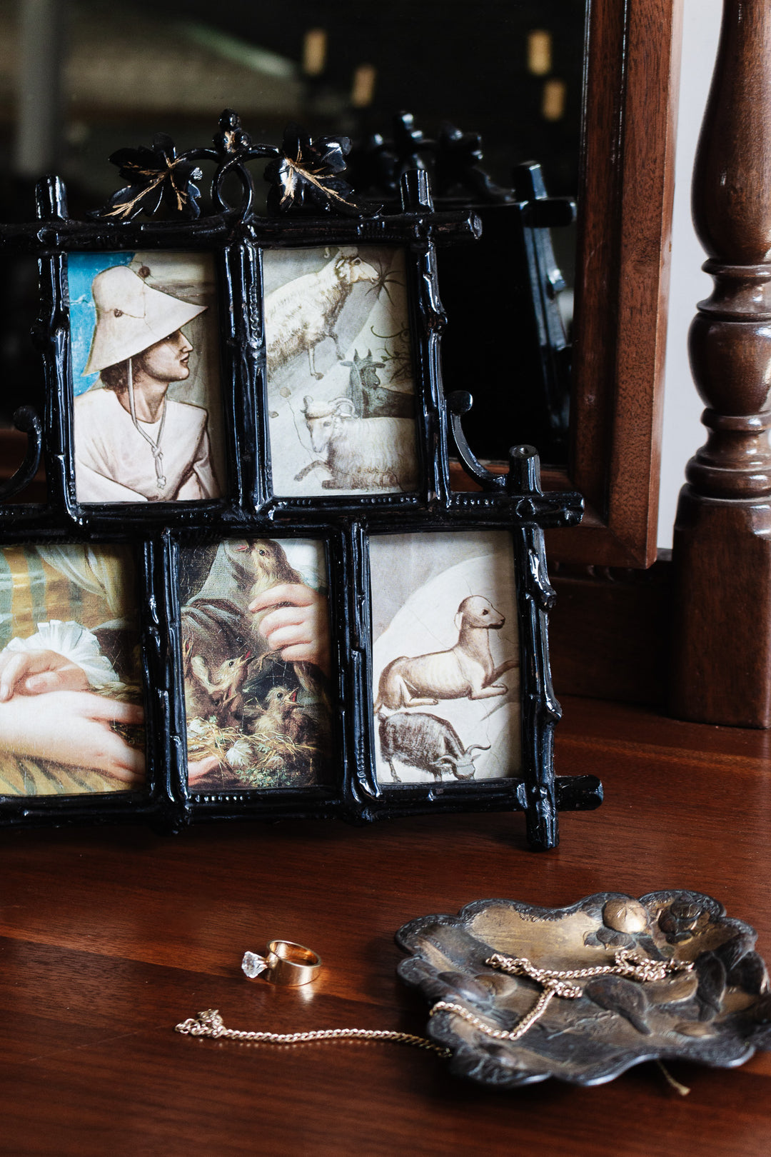 rare 1800s french "carton pierre" handpainted photo frame