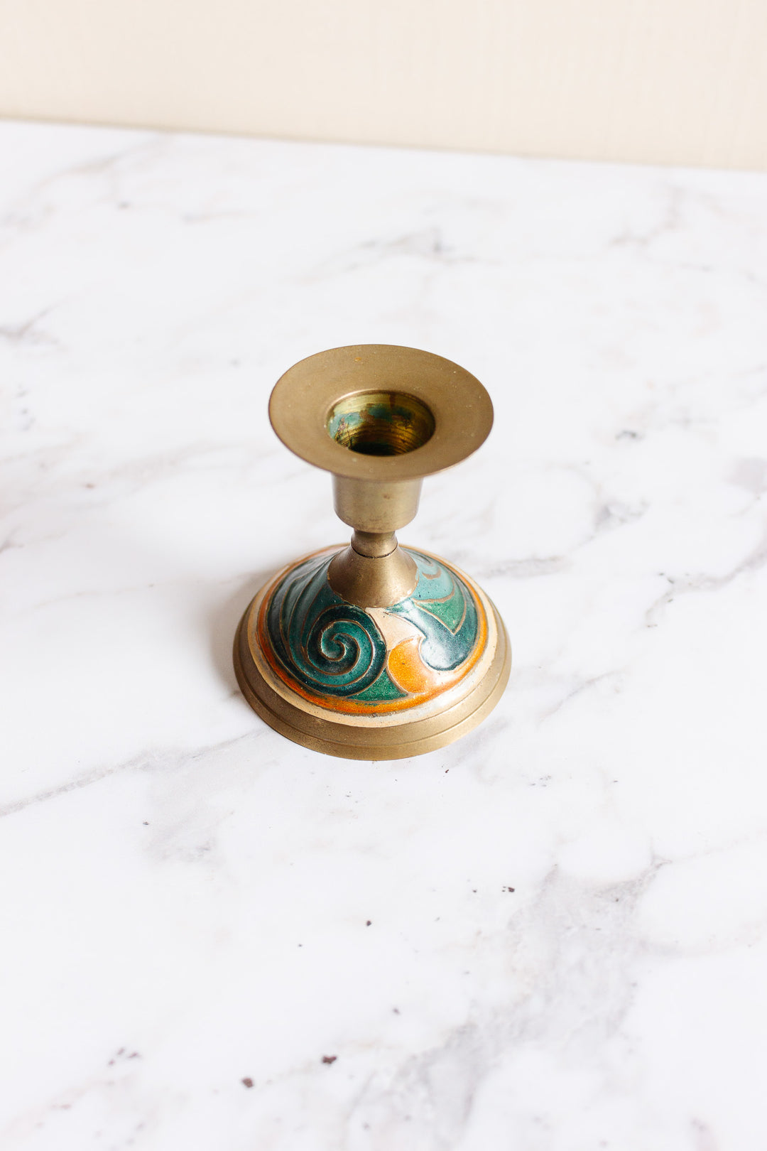 vintage French cloisonné candlestick