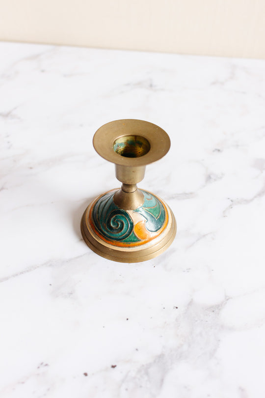 vintage French cloisonné candlestick