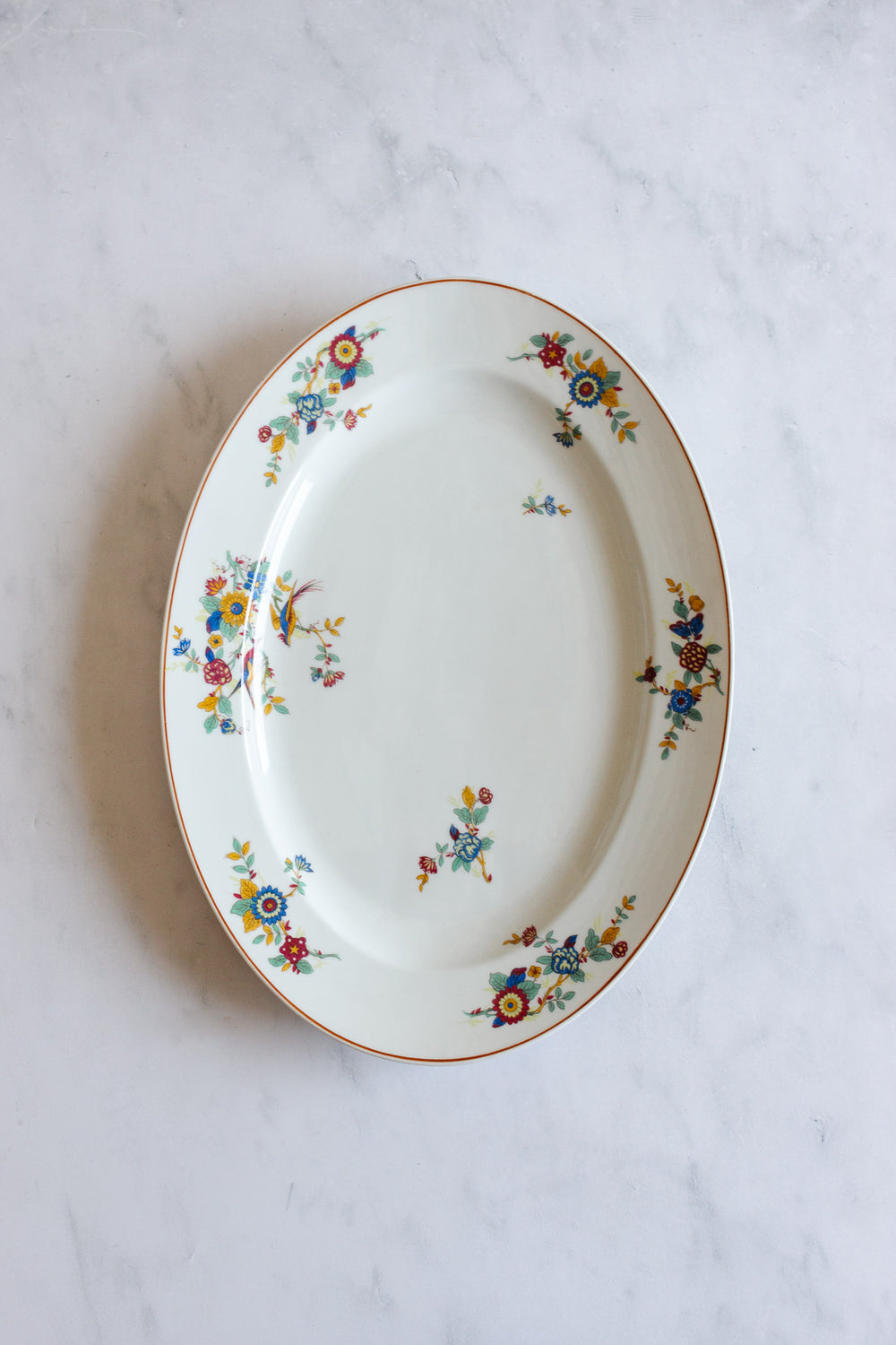 antique limoges "oiseaux et fleurs" painted platter