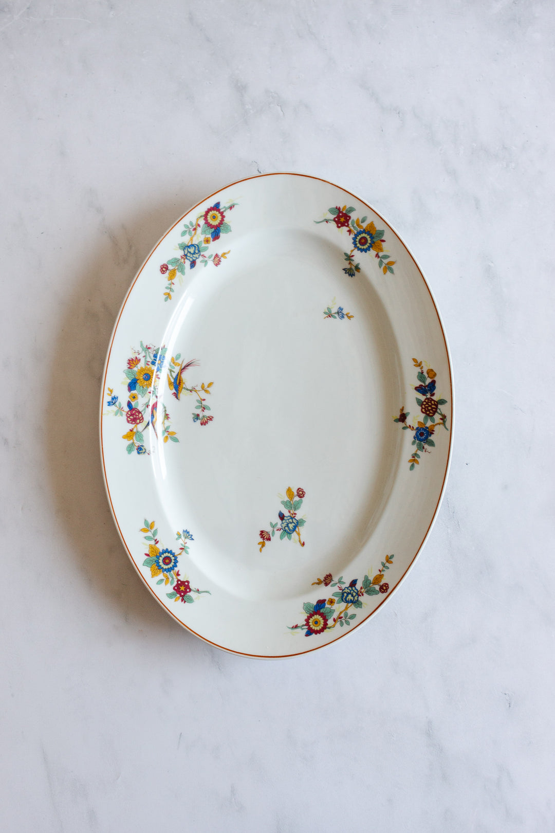 antique limoges "oiseaux et fleurs" painted platter
