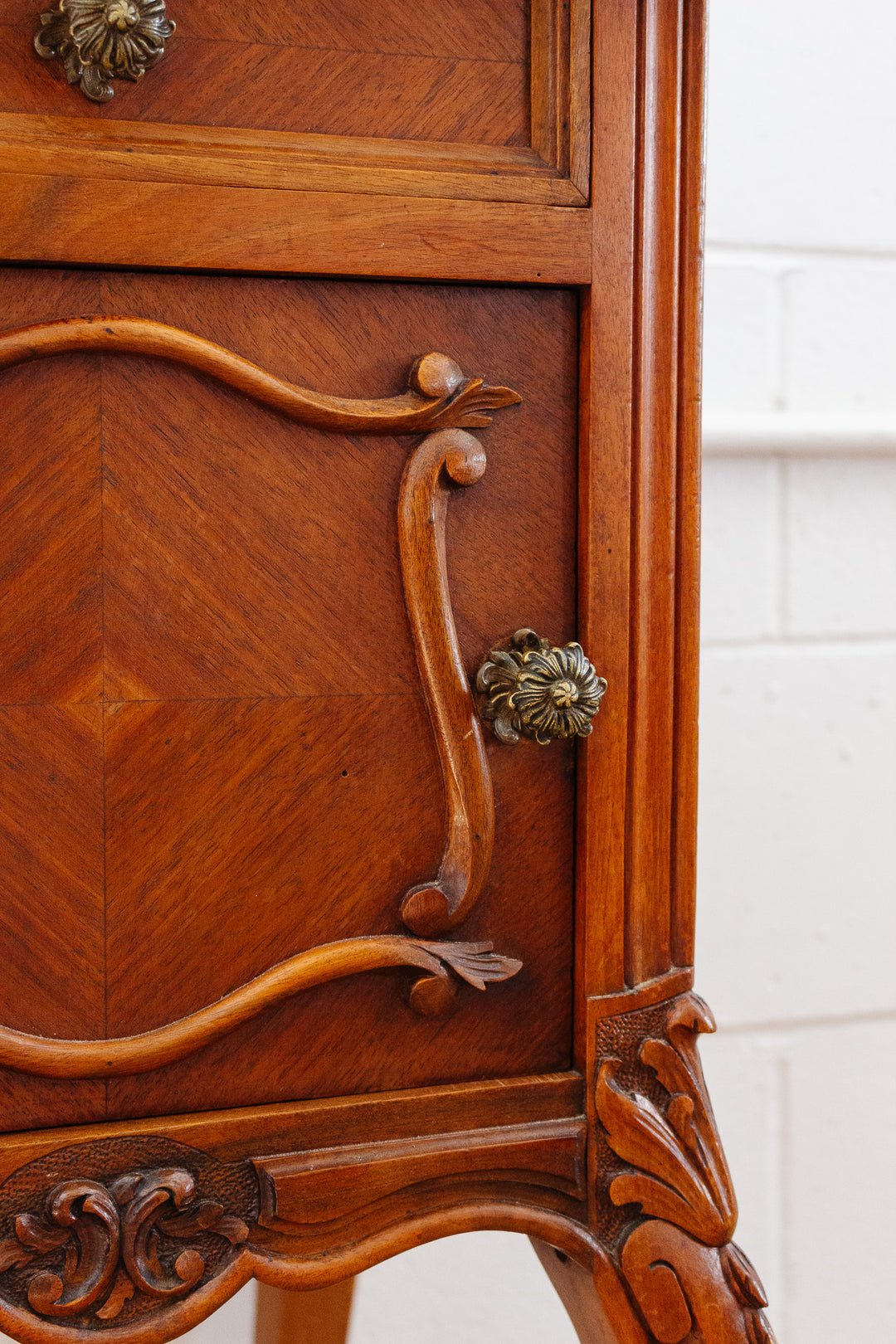 antique french Louis xv style marble top nightstand