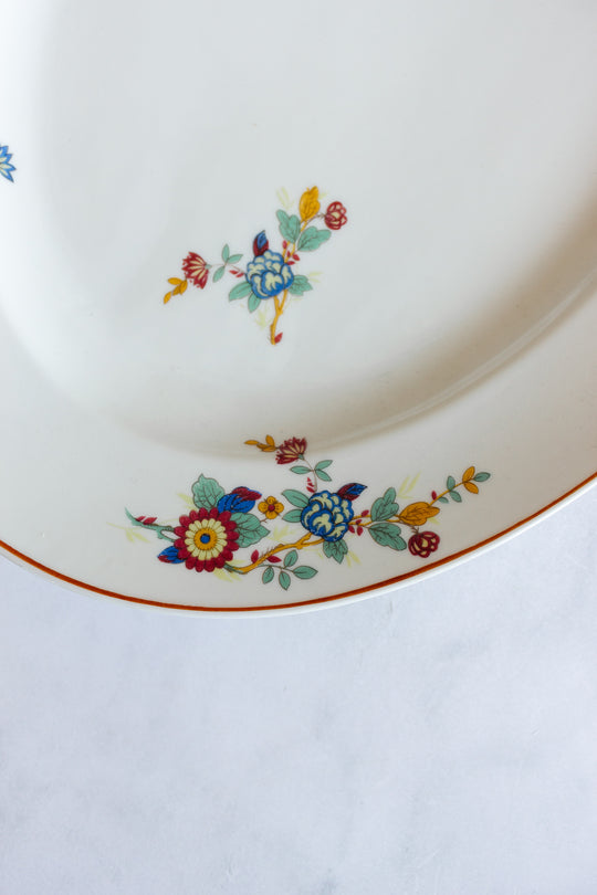 antique limoges "oiseaux et fleurs" painted platter
