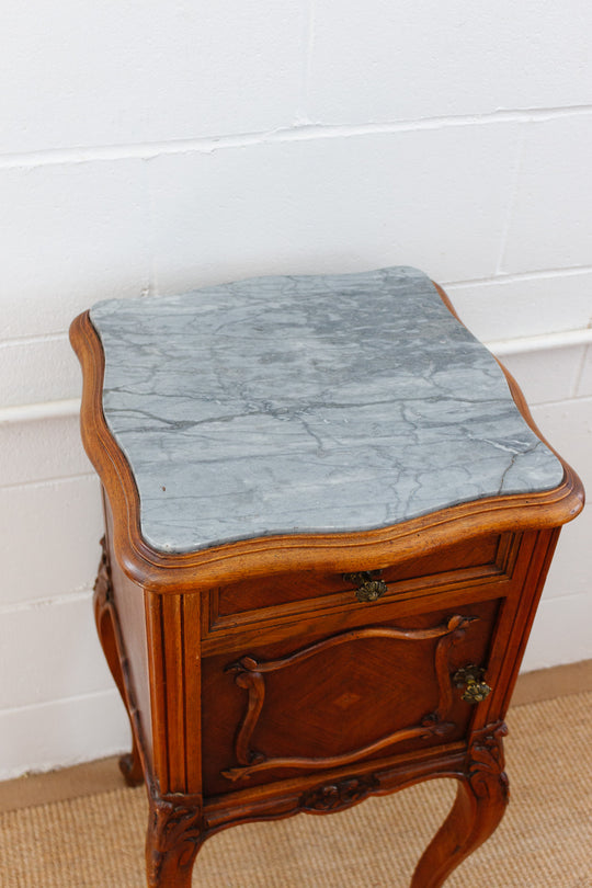 antique french Louis xv style marble top nightstand