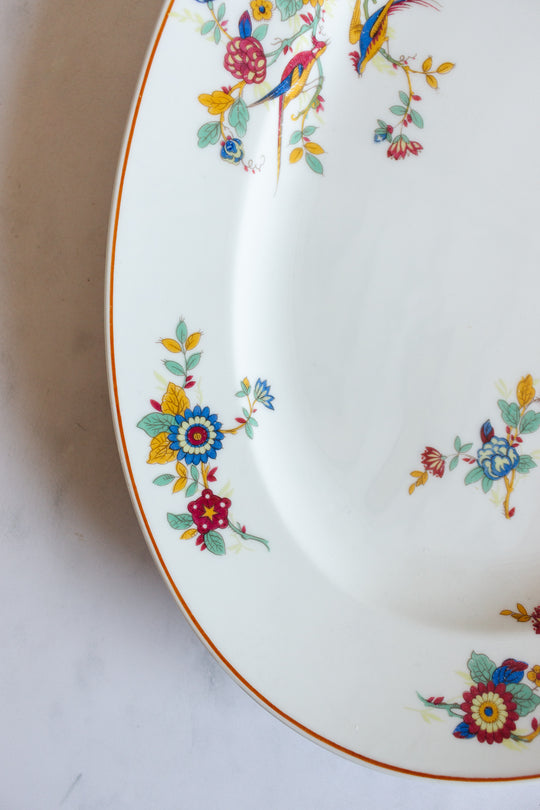 antique limoges "oiseaux et fleurs" painted platter