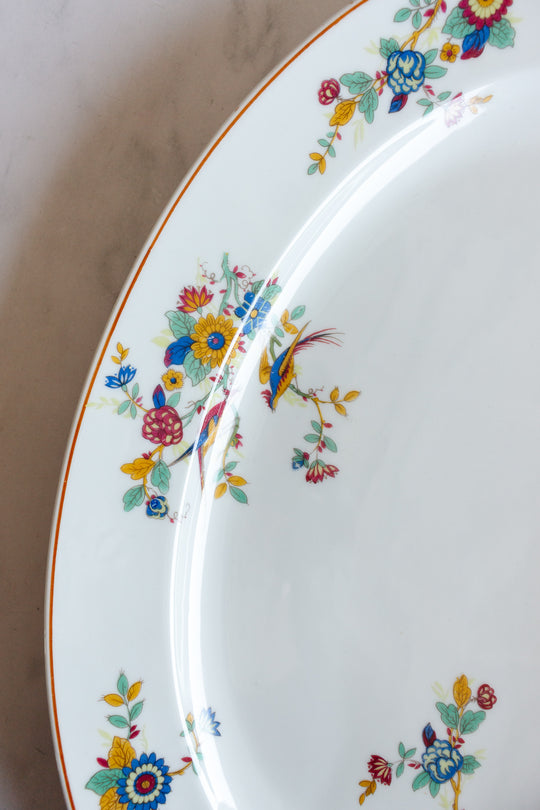 antique limoges "oiseaux et fleurs" painted platter