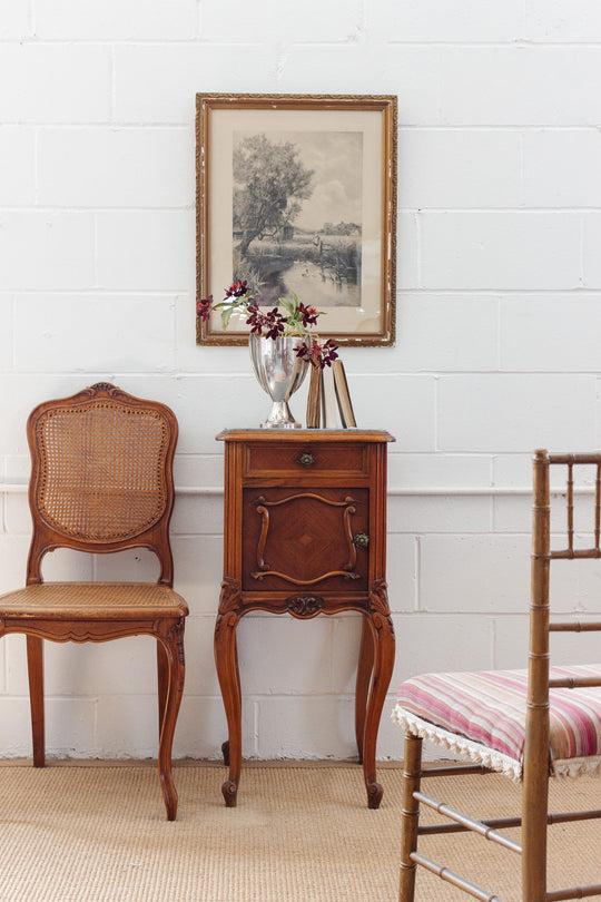 antique french Louis xv style marble top nightstand