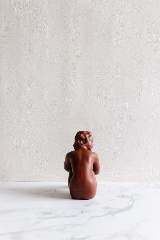 midcentury bisque porcelain goebel seated nude sculpture