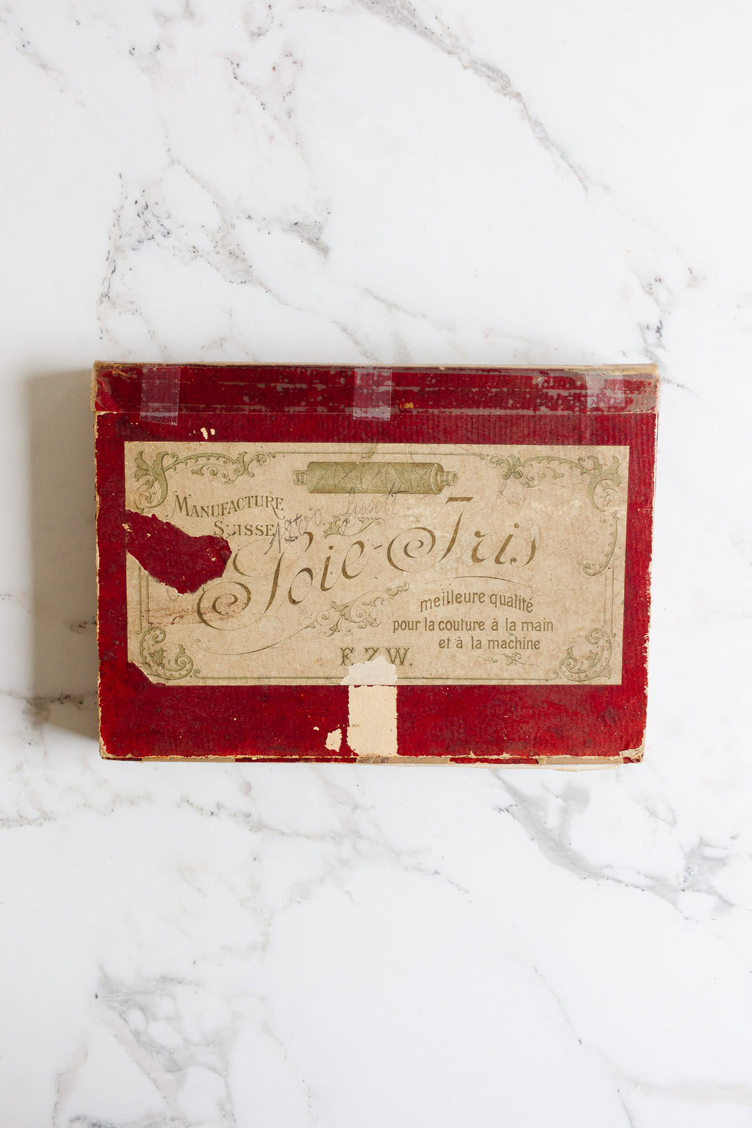 antique Swiss "mercerie" thread storage box