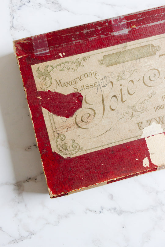 antique Swiss "mercerie" thread storage box